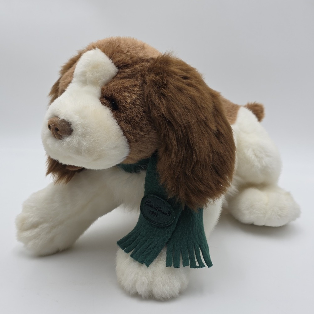 Gund Eddie Bauer Puppy Dog 15"‎ White Brown Black Stuffed Animal Plush  Toy